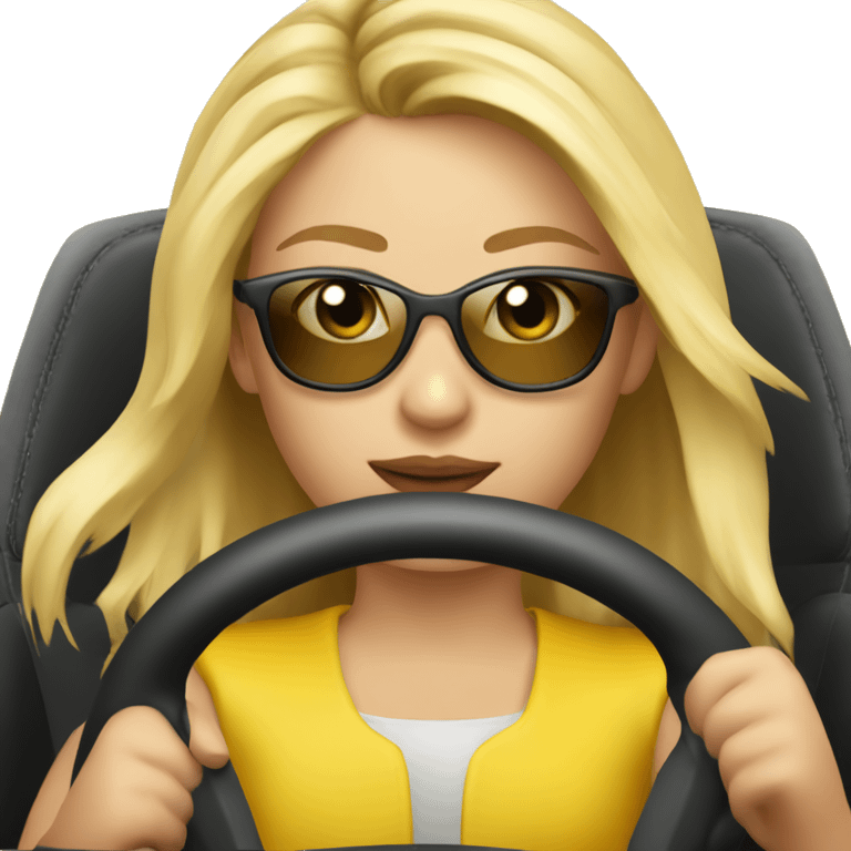 Blond cool girl driving a ferrari emoji