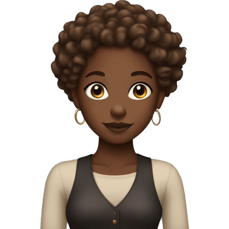 Black brown skin girl with curls emoji