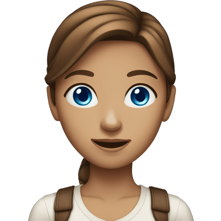 Girl with blue eyes and tan skin and brown hair emoji