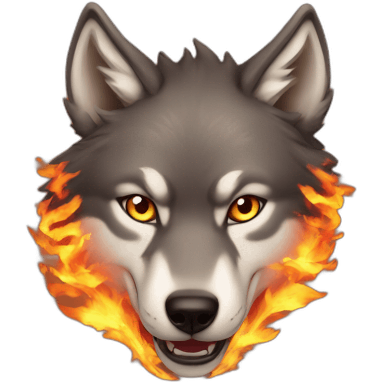 Wolf in fire emoji