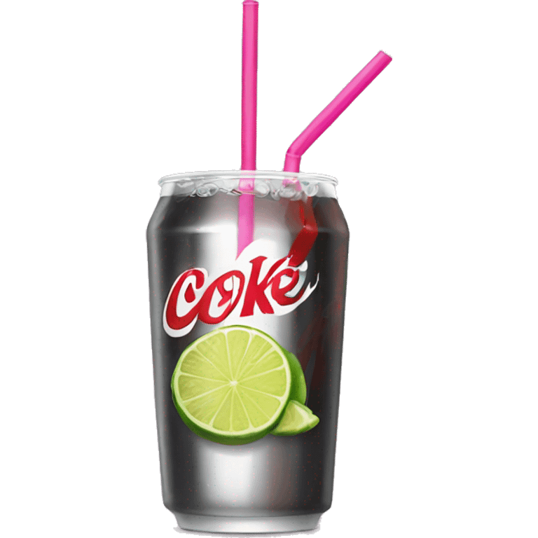 Diet Coke with lime and a pink straw emoji