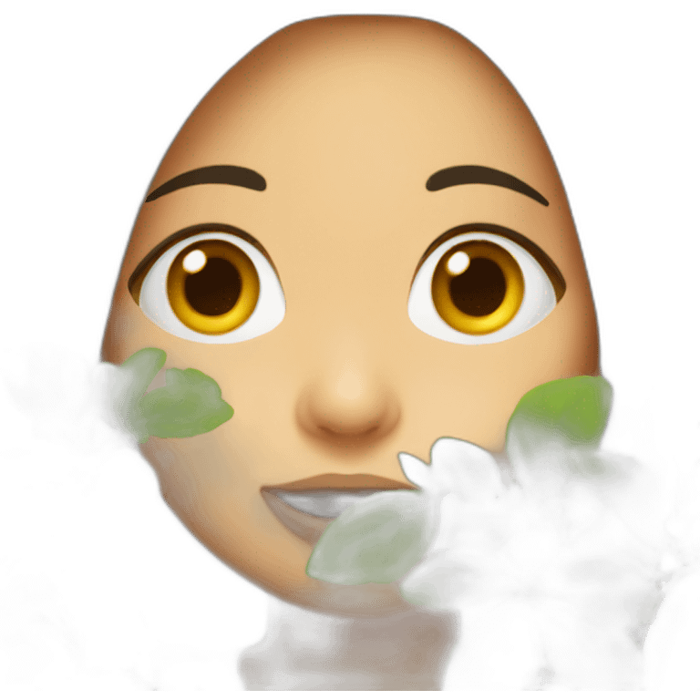 brunette girl eating a plant emoji