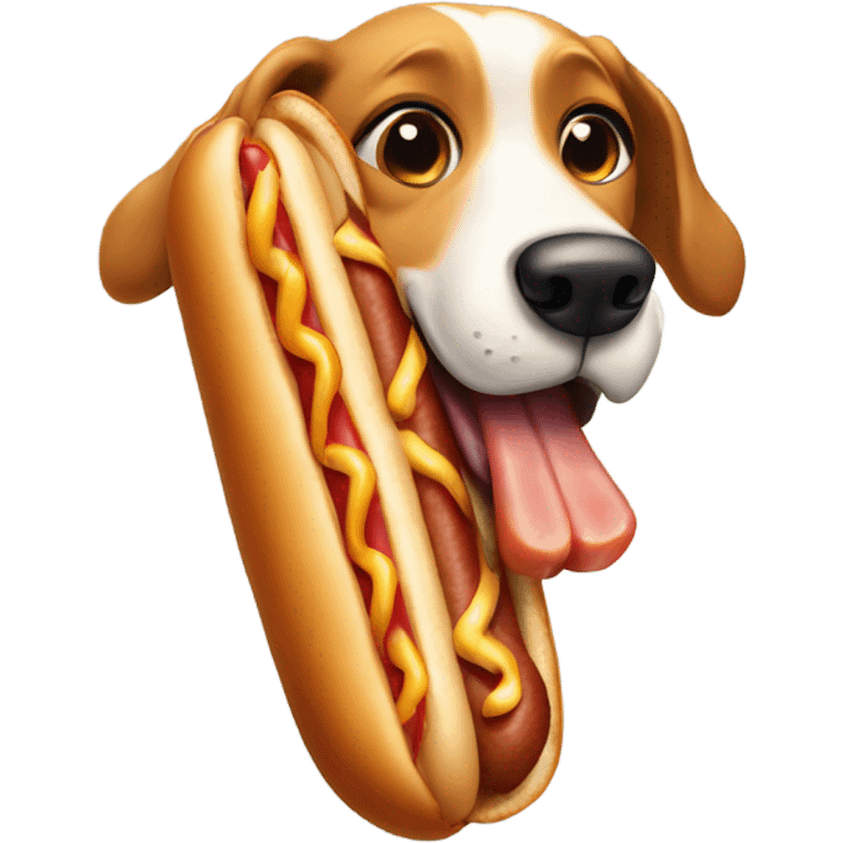 Dog eating a bacon wrapped hot dog  emoji