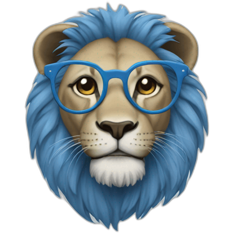 blue lion with glasses emoji