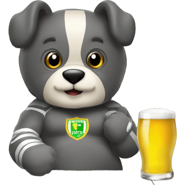 le marsupilam avec une bière a la main et un maillot du sporting de charleroi emoji