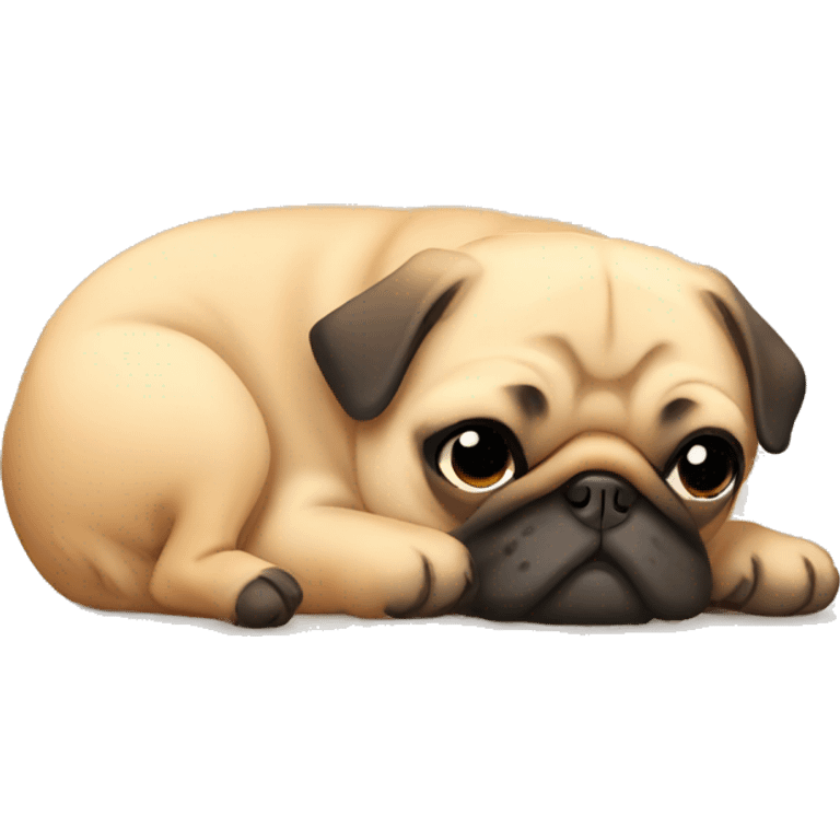 Fawn colored pug sleeping  emoji