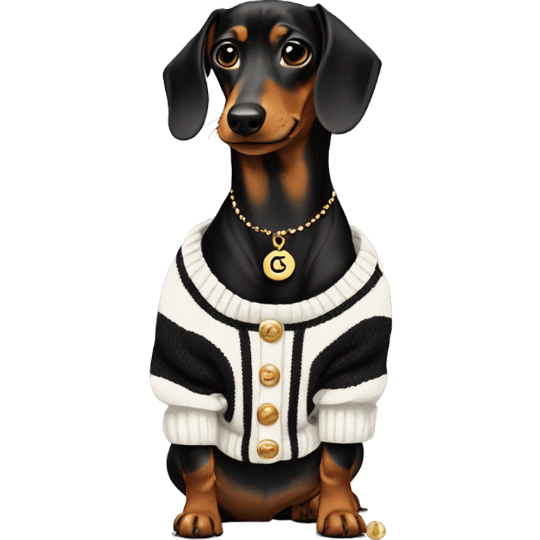 Dachshund wearing chanel Sweater  emoji