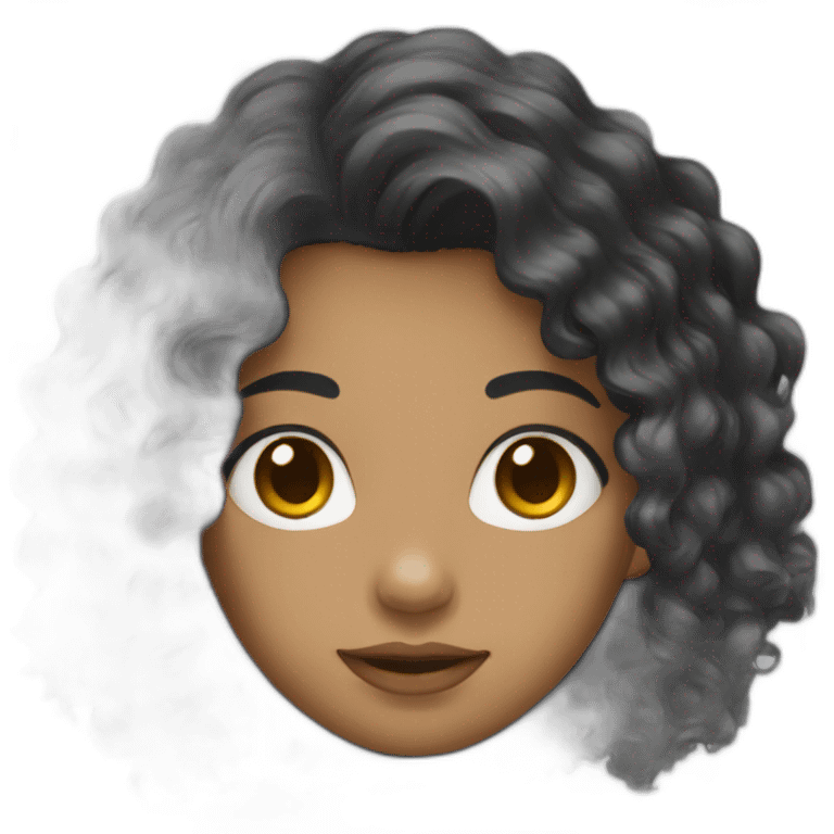 Girl with middle long curly Black hair emoji