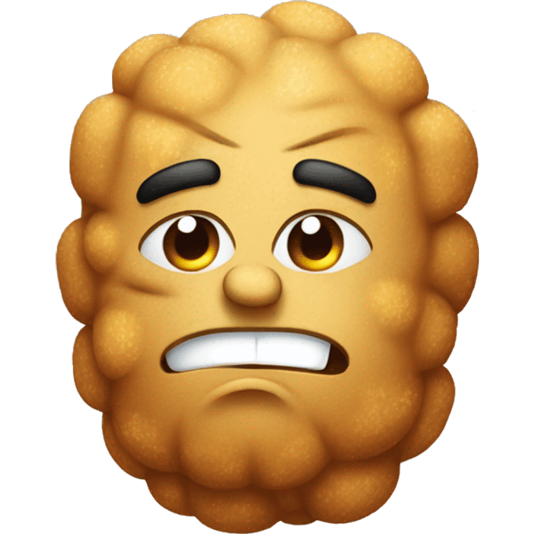 Tater tot with furrowed brow and a scowl emoji