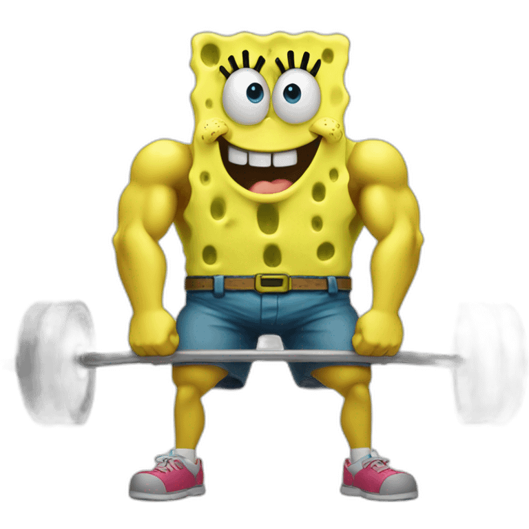 SpongeBob lifting weights emoji