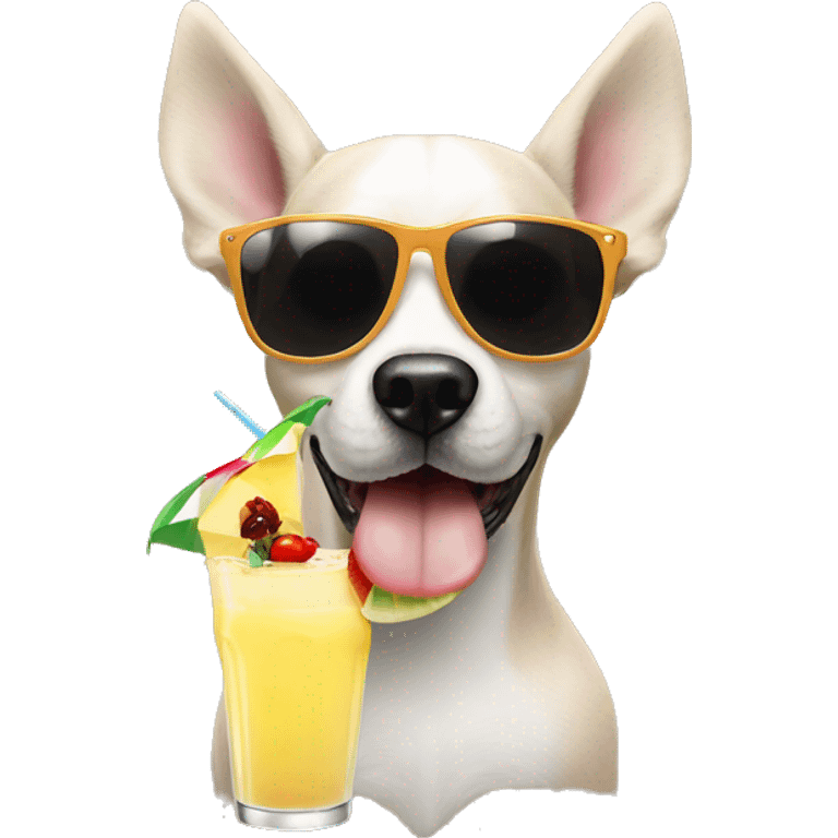 dog with sunglasses holding a pina colada emoji