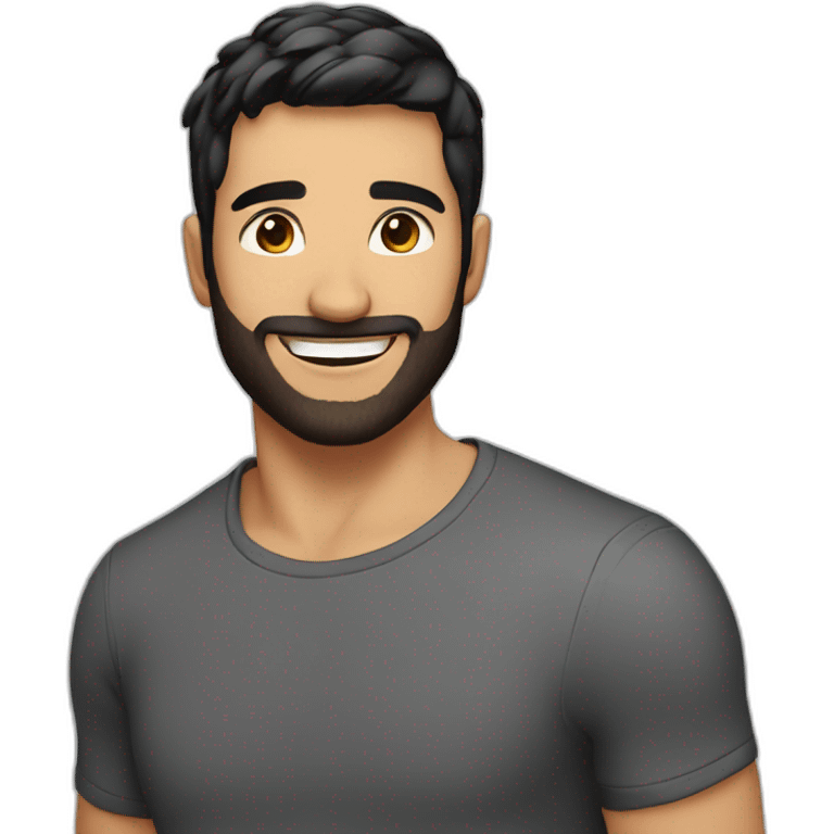 Handsome guy with short beard great smile and black short hair emoji