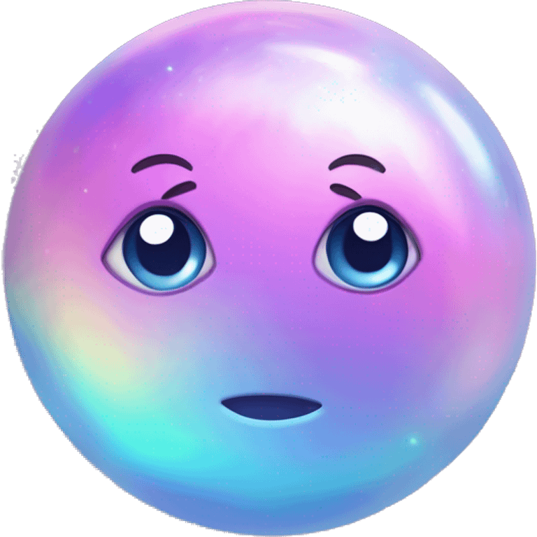 Pastel iridescent Sparkly Nebula galaxy orb, blue pink light blue dark blue purple, cartoony emoji