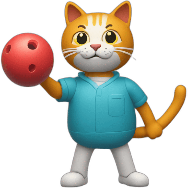 Plasticine cat with a bowling ball in his hand emoji