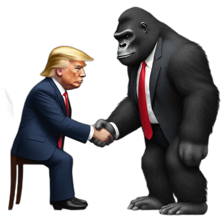 Gorilla handshakes Donald Trump emoji