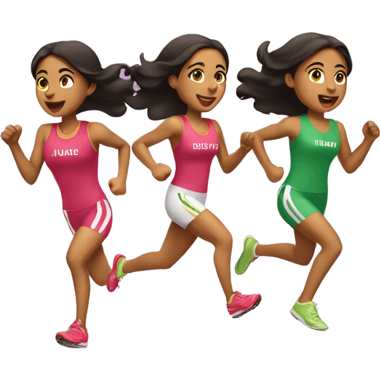 3 light hispanic girls running a race emoji