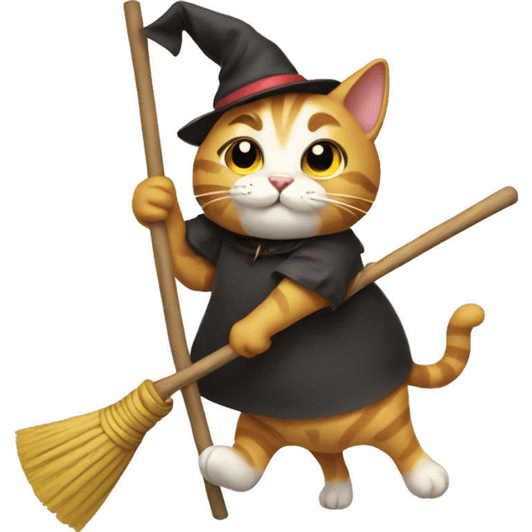 cat riding a broom emoji