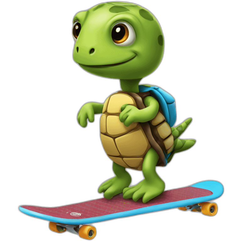 Turte riding a scateboard emoji