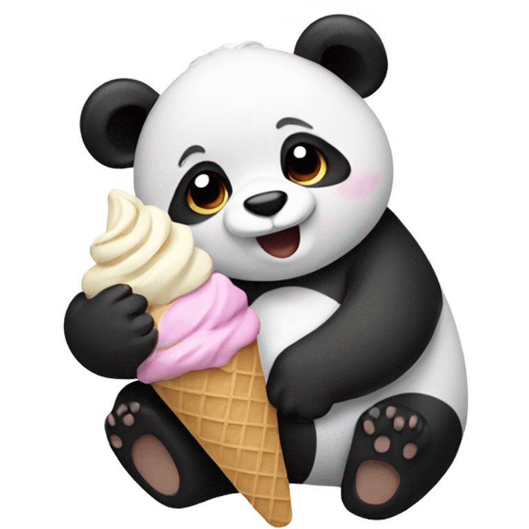 Panda eating ice cream emoji