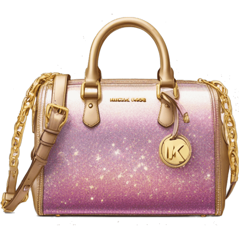 Realistic iridescent gold to pink glitter Michael Kors satchel purse.  emoji