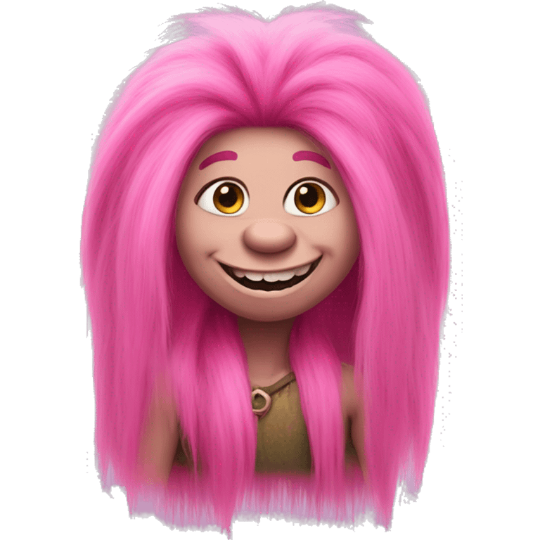 Pink long haired troll like Poppy from Dreamworks Trolls emoji