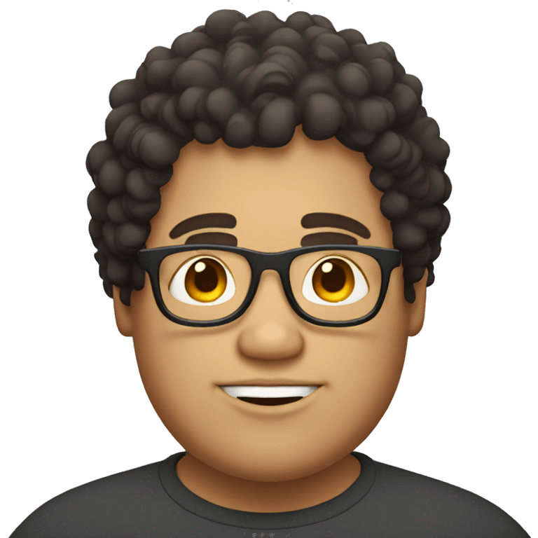 Chubby guy with dark curly hair and glasses emoji