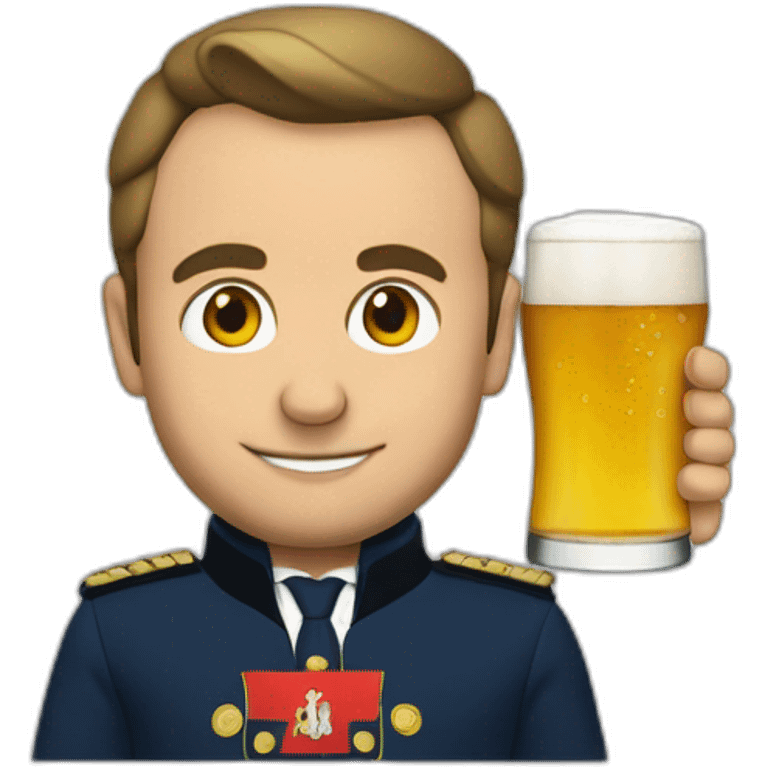 Macron drink beer emoji