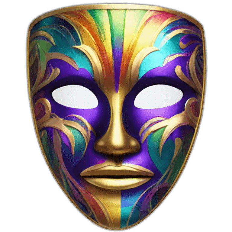 distant view of abstract colorful shiny mask, 4K resolution emoji