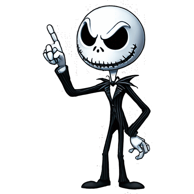 Angry Jack Skellington pointing with his finger emoji