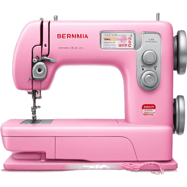 Cute Pink sewing machine with pink thread with BERNINA on it emoji