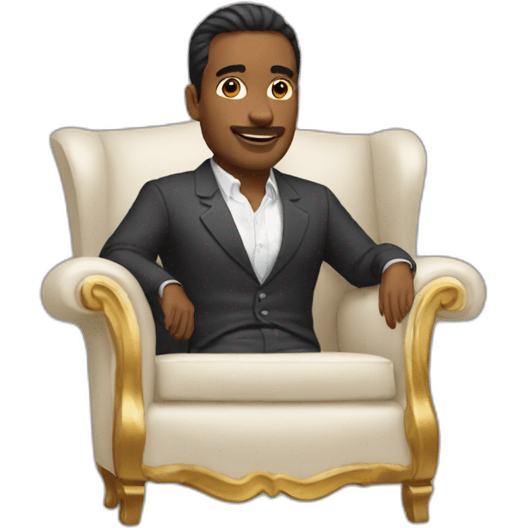 A handsome man sitting in a rich man's chair emoji