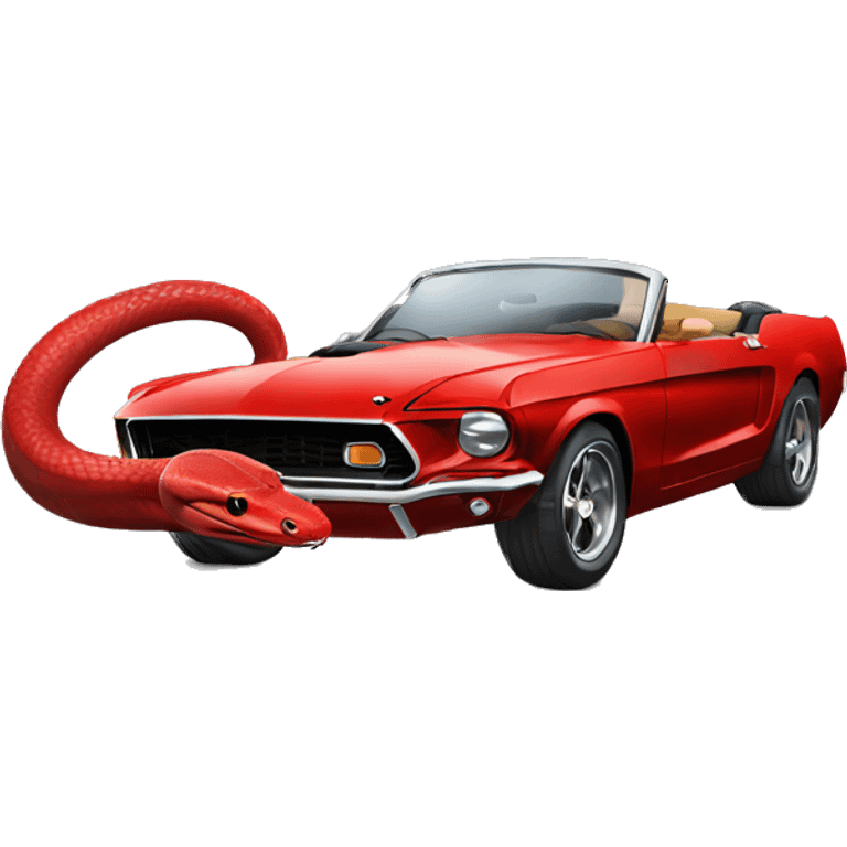 Red snake driving a black ford mustang  emoji