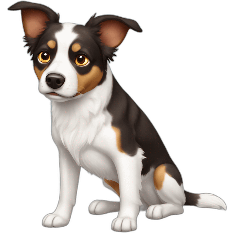 dog white with brown spot on left eye australian shepard boston terrier mix emoji