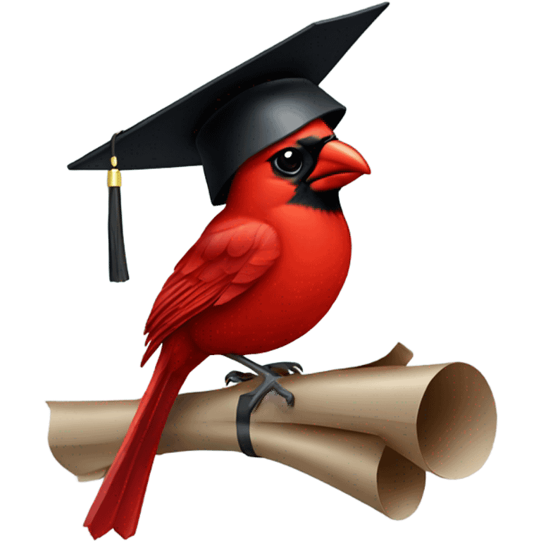 Cardinal wearing a graduation cap emoji