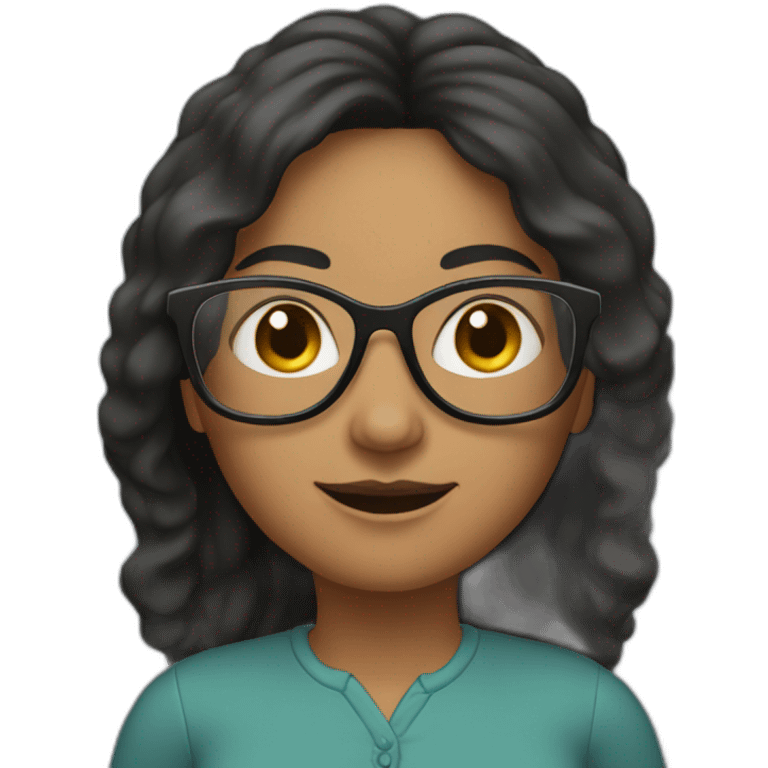 50 year old women with black midle long hair rond glasses emoji