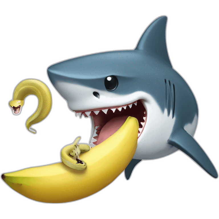 Shark and snake eat banana  emoji