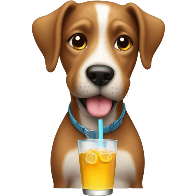 Dog with a drink emoji