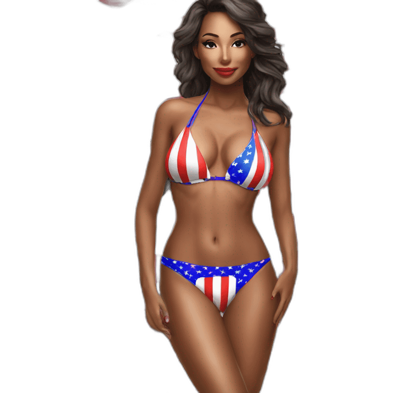 Sexy pose - woman wearing only American flag bikini poster emoji