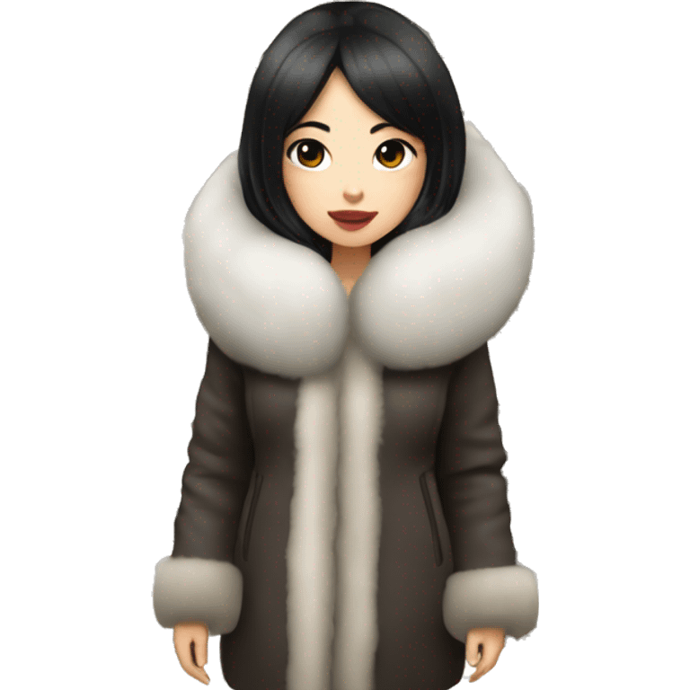 full body asian girl with black hair and luxurious full furrcoat emoji