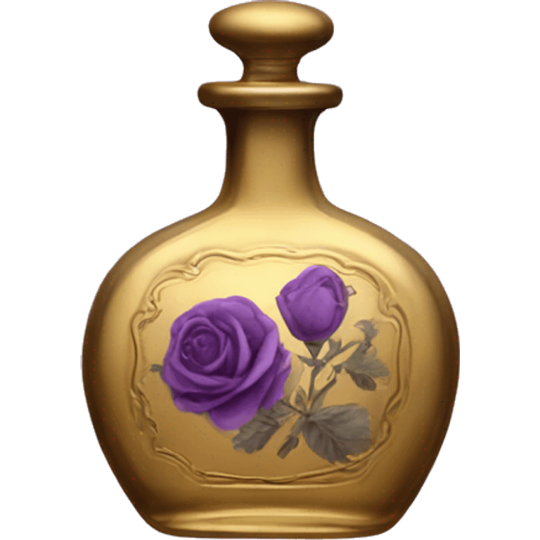 Purple old Antique oil perfume bottle with herbal and flowers Purple old Antique oil perfume bottle with herbal and rose flowers emoji