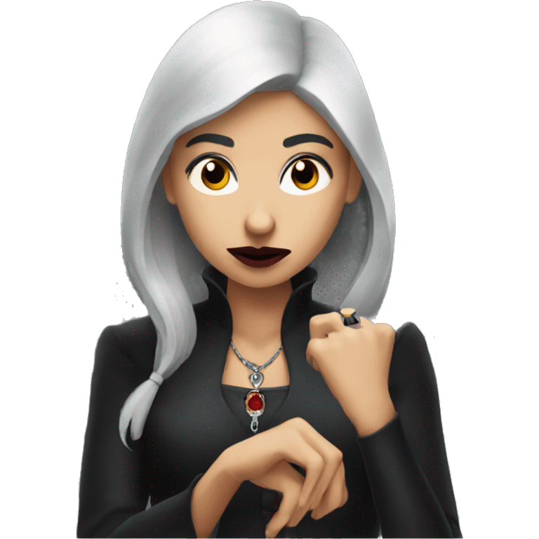 vampire woman looking at watch emoji