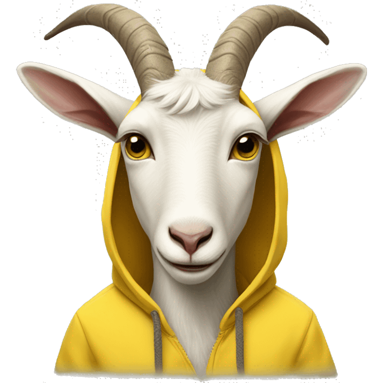 anthro white goat wearing a yellow hoodie emoji