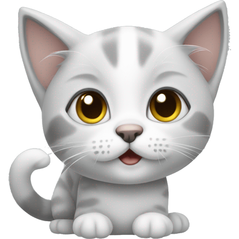 White and grey kitten emoji