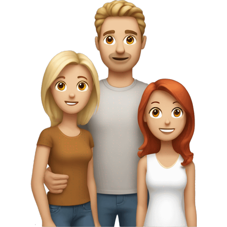 brunet father, red hair mother, blond hair son, brown hair daughter emoji