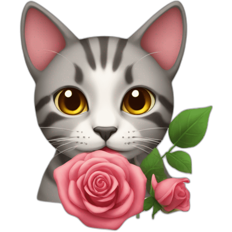 Cat with rose emoji