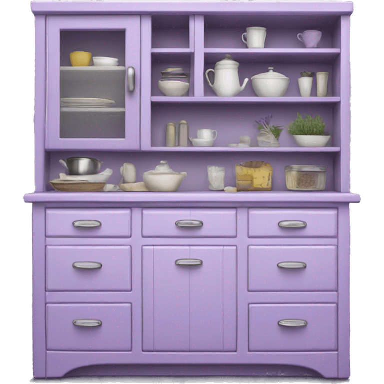 Realistic front facing lavender kitchen counter with drawers. emoji