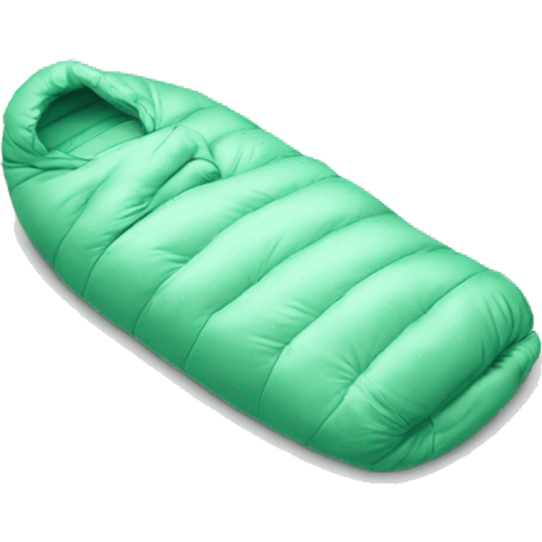 Realistic mint green sleeping bag isolated.  emoji