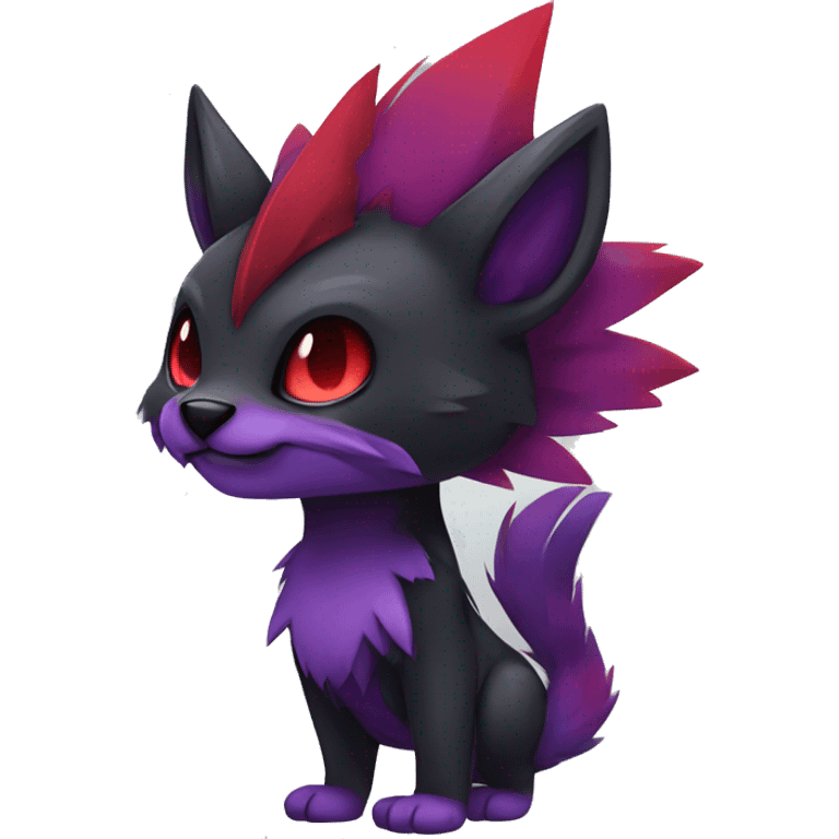 Cute cool dark punk black red purple animal hybrid Fakemon full body emoji