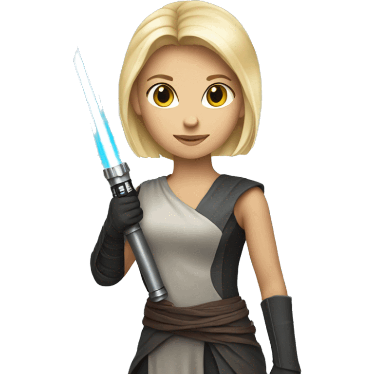 Blonde girl with lightsaber emoji