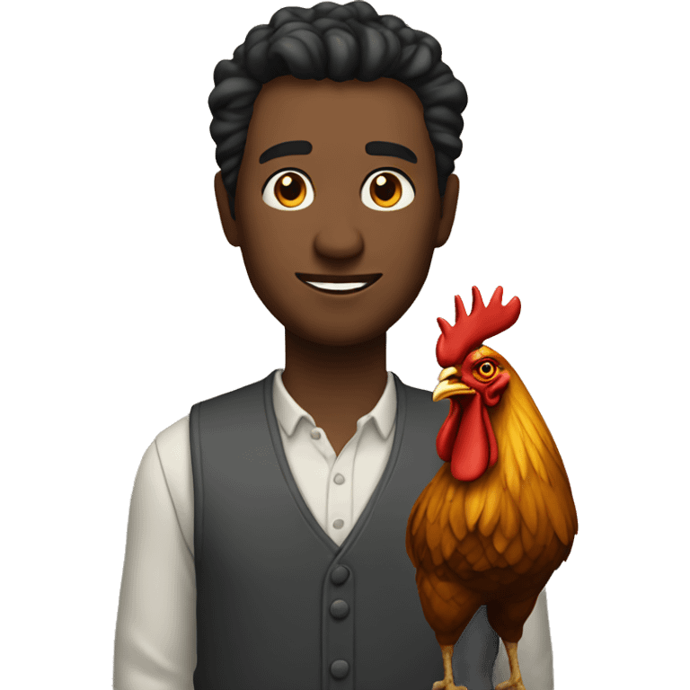 man with an rooster emoji